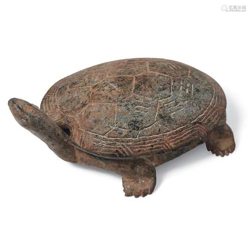 A STEATITE TORTOISE-FORM INKSTONE AND COVER