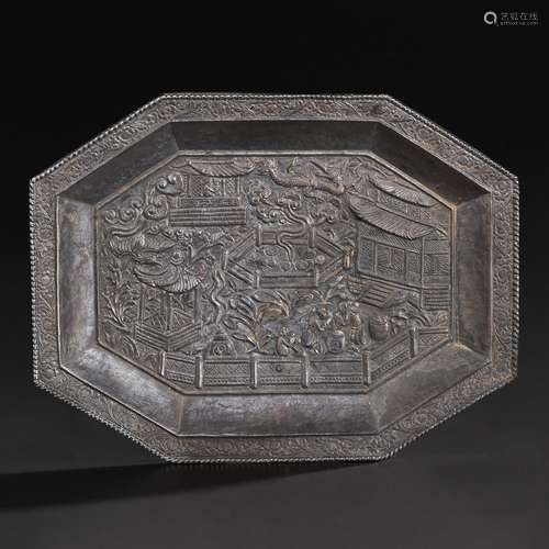 A VERY RARE SILVER OCTAGONAL DISH