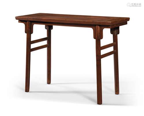 A SMALL HUANGHUALI RECCESSED-LEG SIDE TABLE