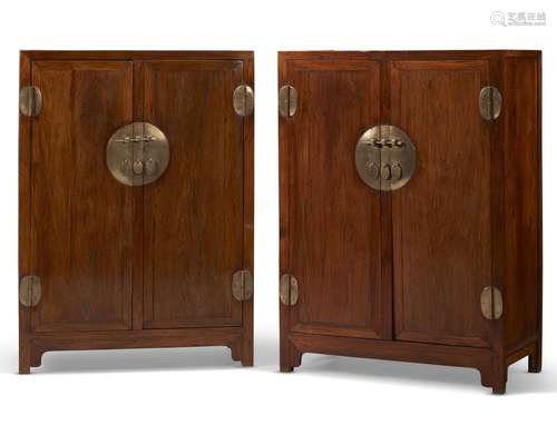 A PAIR OF HUANGHUALI SQUARE-CORNER CABINETS