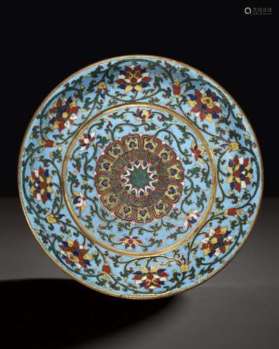 A SUPERB AND EXTREMELY RARE CLOISONNÉ ENAMEL DISH