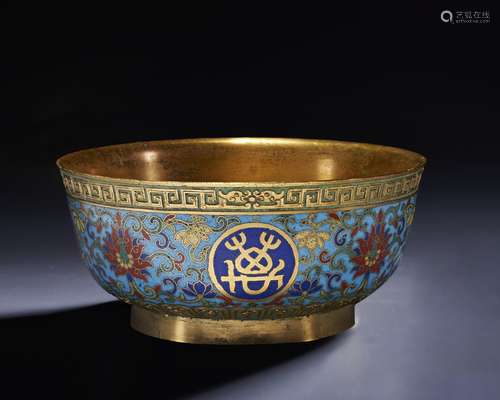 A RARE CLOISONNÉ AND CHAMPLEVÉ ENAMEL BOWL