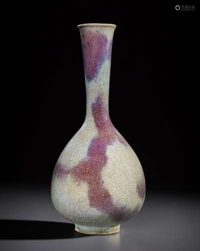 AN EXTREMELY RARE JUN PURPLE-SPLASHED BOTTLE VASE