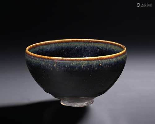 A BLACK-GLAZED DEEP BOWL