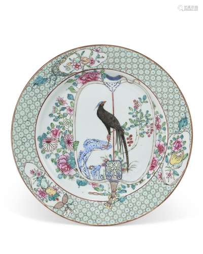 A WELL-DECORATED FAMILLE ROSE PLATE