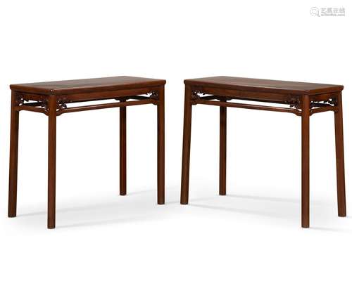 A PAIR OF HUANGHUALI AND HUALI SIDE TABLES