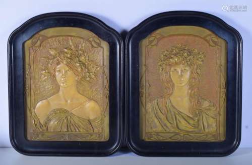A pair of hardwood framed Art Nouveau Viennese Earnst Wahlis...