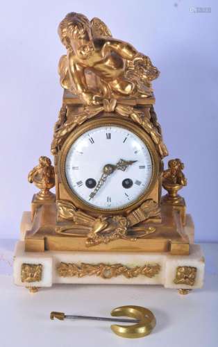 A French gilt metal and marble mounted mantle clock ,Vincent...