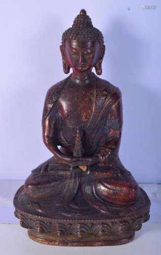 A Chinese gilt bronze buddha . 21cm.