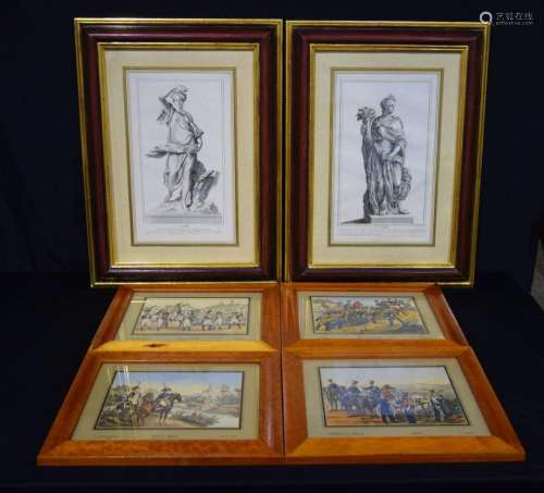 A set of four Napoleonic prints, hand coloured after A U Esc...
