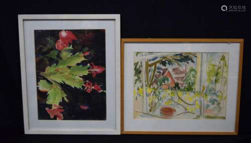 A framed Gouache by Olive Van Klaveren together with another...