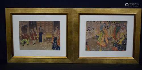 A pair of framed Japanese prints 22 x 31cm (2)