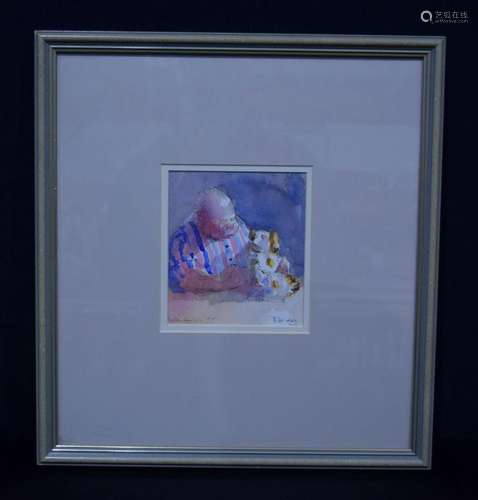 A framed watercolour by Laurie Williamson "Pot dog &quo...