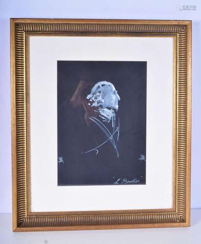 A framed study of a male in charcoal by L Bouchier. 35 x 25 ...