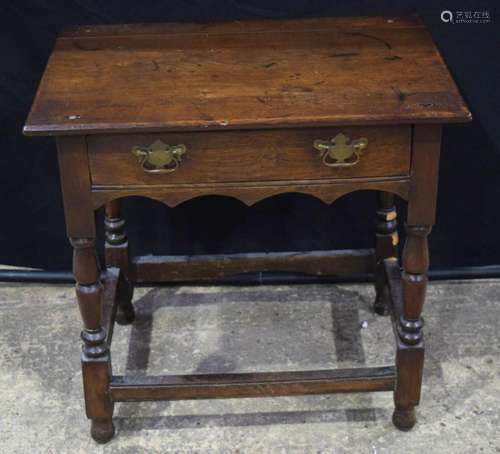 A 18th century oak one drawer low boy table 70 x 74 x 52 cm ...