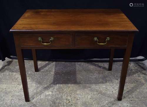 A 19th century oak two drawer side table 70 x 92 x 52 cm.