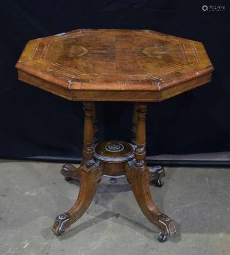 An antique Octagonal walnut and Burr occasional table 73 x 7...