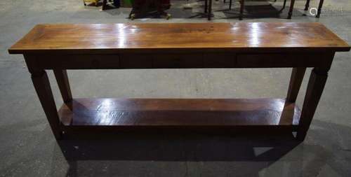 A 20th century Chinese hardwood console table 77 x 195 x 40c...