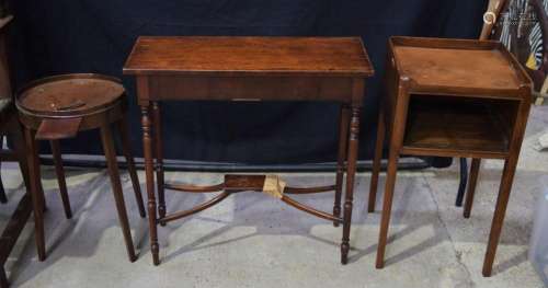 A small antique mahogany side table together with a small ha...