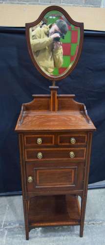 A mahogany three drawer antique bedroom chest of drawers wit...