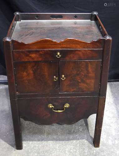 A Georgian mahogany tray top night table with a galleried to...