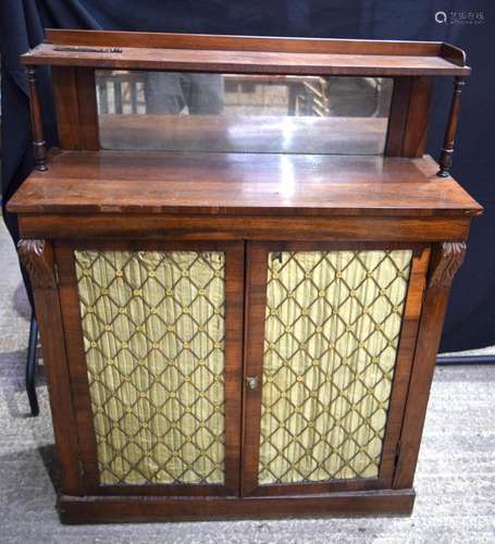 A Victorian Rosewood Chiffonier, top shelf supported by turn...