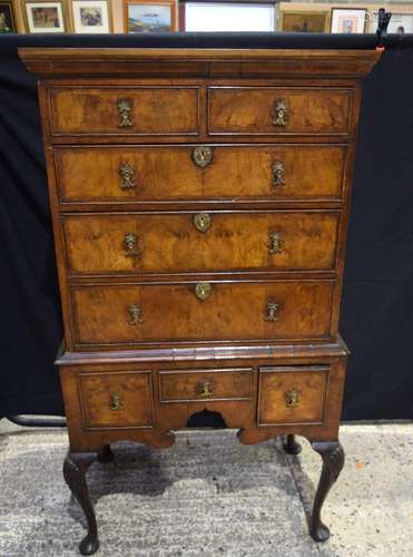 A mahogany 18th century Queen Anne Walnut chest on stand wit...