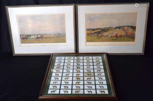 A pair of framed horse racing related prints by Lionel Edwar...