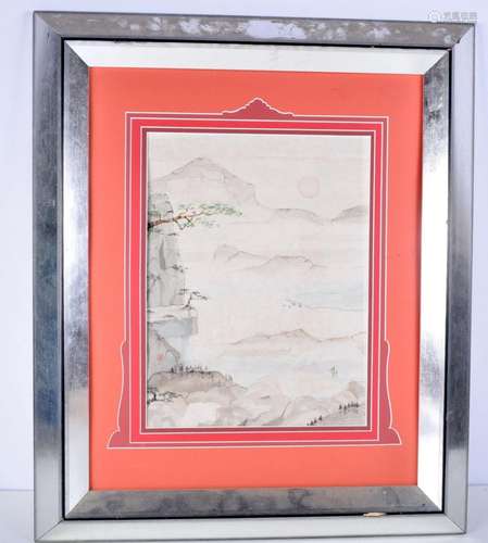 A large framed 20th century Chinese water colour of a landsc...