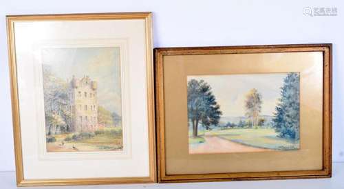 A framed watercolour of Alloa Tower together with a another ...