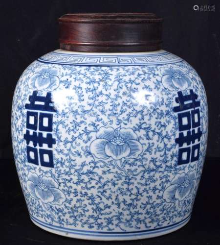 A Chinese Republican period blue and white ginger jar and wo...