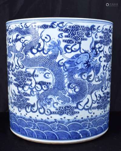 A huge Chinese blue and white porcelain planter decorated wi...