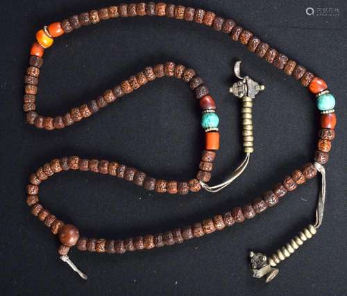 A Hediao and Turquoise stone bead necklace. 52cm