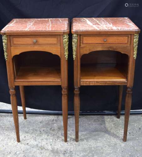 A pair of French marble top side tables 83 x 38 x 35 cm (2)