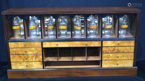 A lovely antique satinwood table top ten drawer apothecary c...