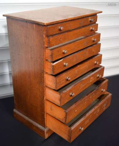 An antique 8 drawer collectors chest with graduated drawers ...