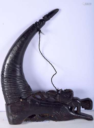 A Pacific Island/ Oceania Tribal Buffalo horn and carved har...