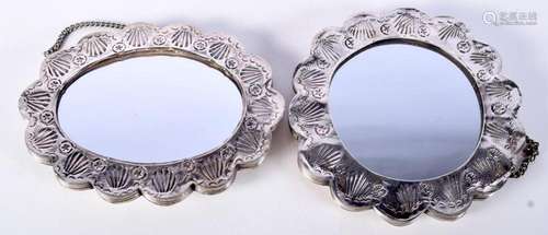 Two small Turkish Balci silver wedding mirrors 13cm.