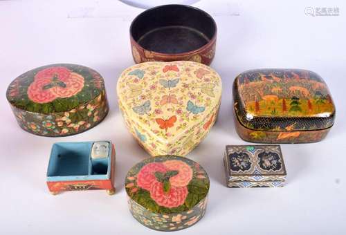 A collection of Victorian papier mache boxes and two other b...