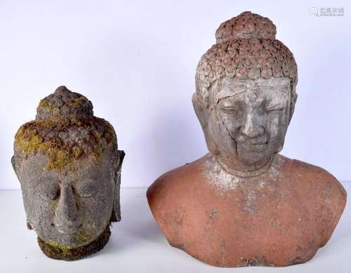 A large South East Asian Terracotta Buddha head together wit...