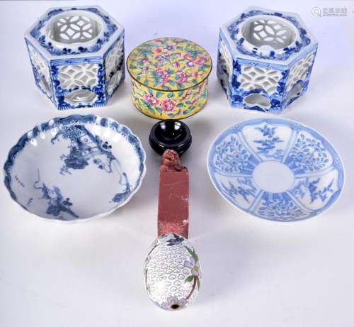 A collection of Chinese ceramics, cloisonne enamel and a har...