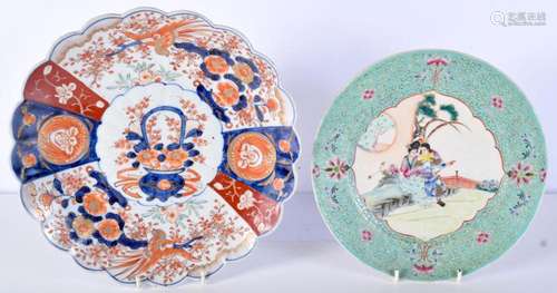 A Japanese Imari plate together with a Chinese Famille Verte...