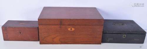 A Victorian Leather wring box together with a wooden station...