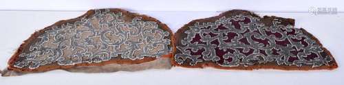 A pair of Art deco beaded appliques 24 x 39 cm (2).