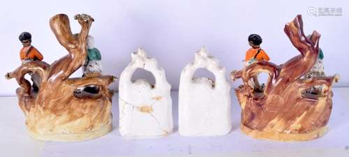 Two sets of Staffordshire flatback figures 15 cm (4)