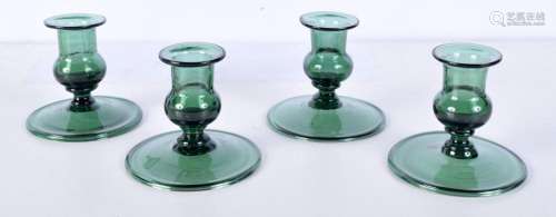 A collection of Victorian glass candle stick holders. 9cm (4...
