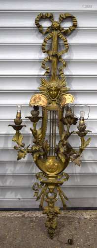 A large 18th Century hanging sconce in the form of a lyre co...