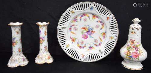 A collection of ceramics, Dresden candlesticks, Hammersley c...