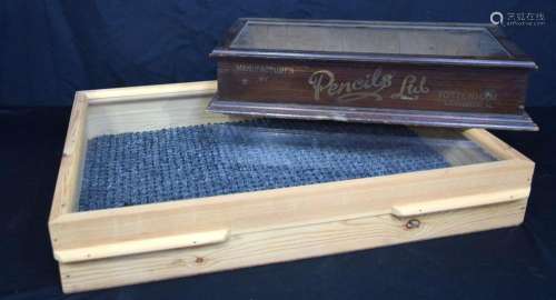 An early 20th Century Pencils Ltd shop display case together...