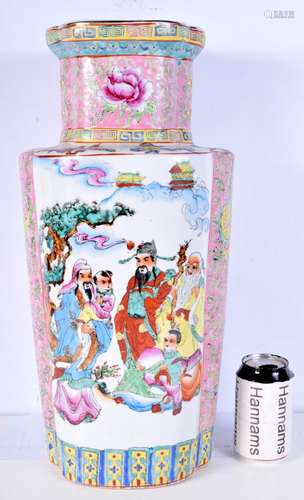 A large Chinese Famille-Rose vase decorated with dragons and...